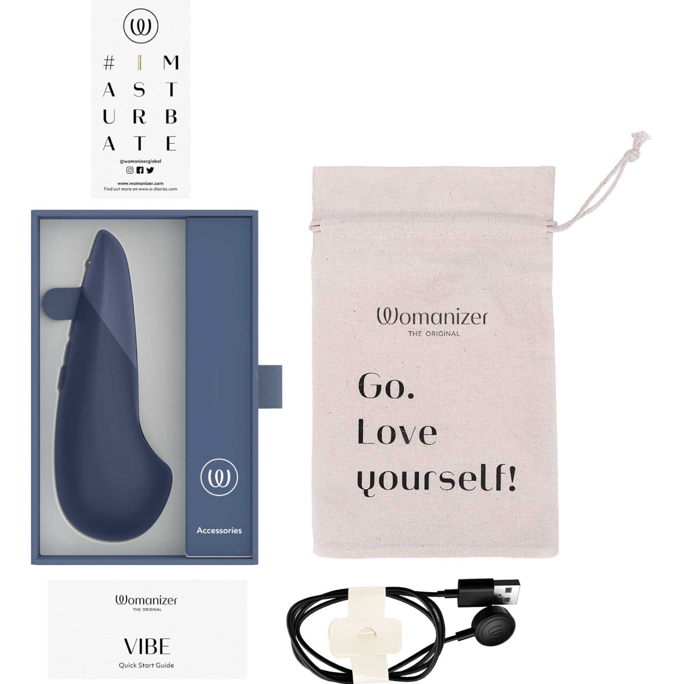 Womanizer Vibe Rechargeable Quiet Clitoral Vibrator Blue