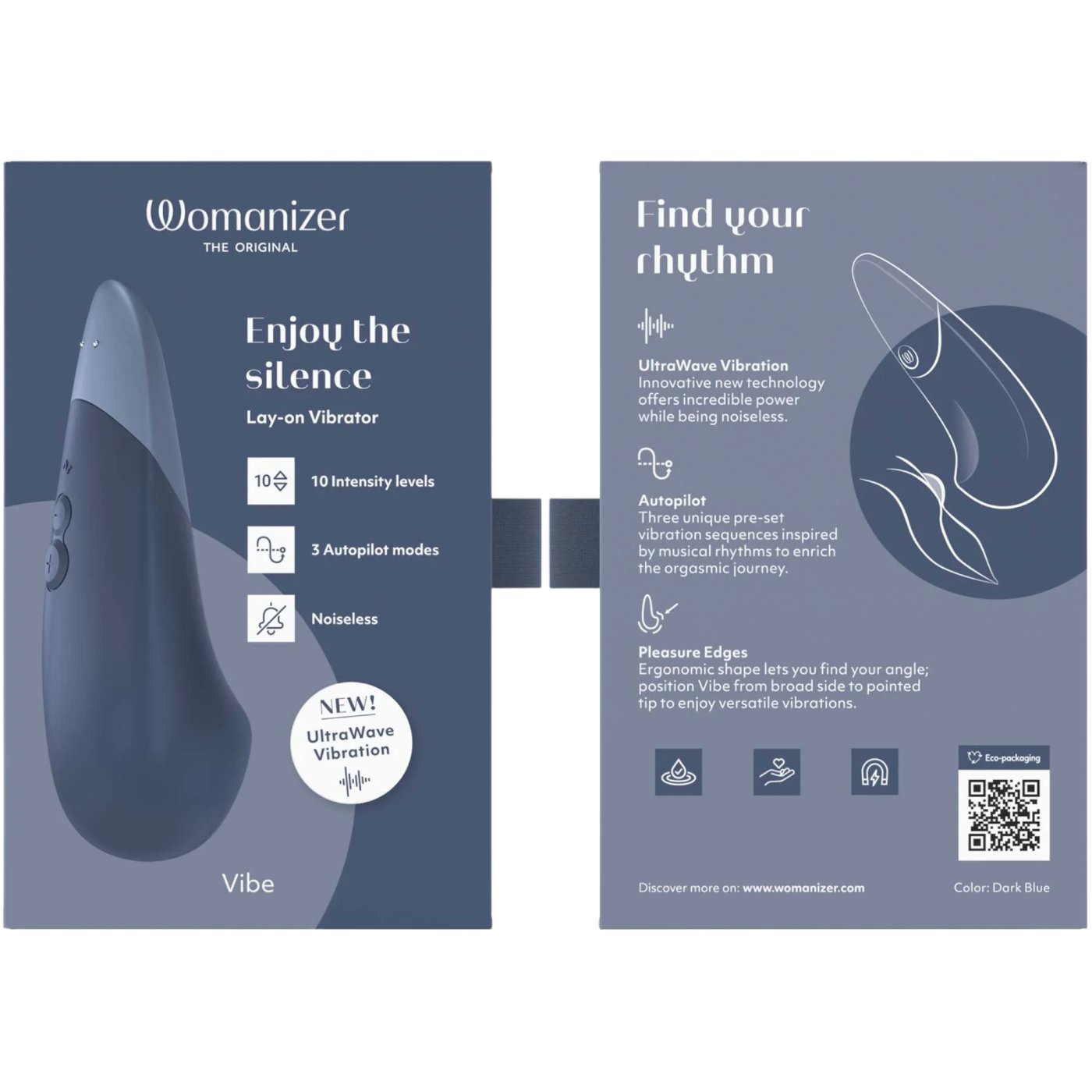 Womanizer Vibe Rechargeable Quiet Clitoral Vibrator Blue