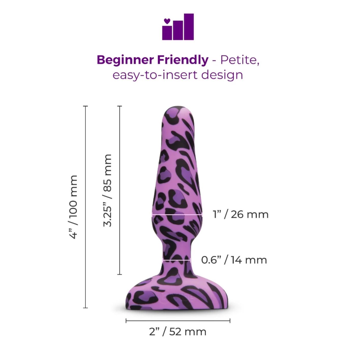 b-Vibe Leopard Novice Special Edition Rechargeable Vibrating Butt Plug Small