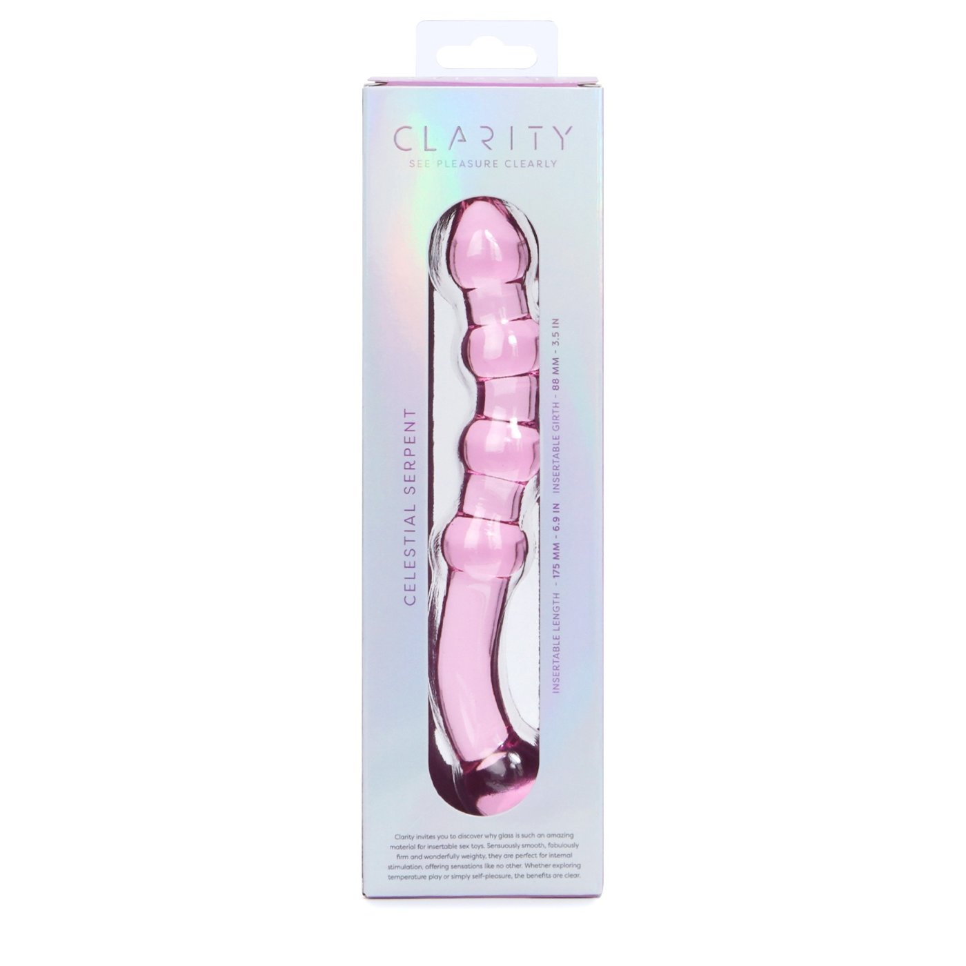 Clarity Celestial Serpent Double Ended Glass Dildo Blush Pink
