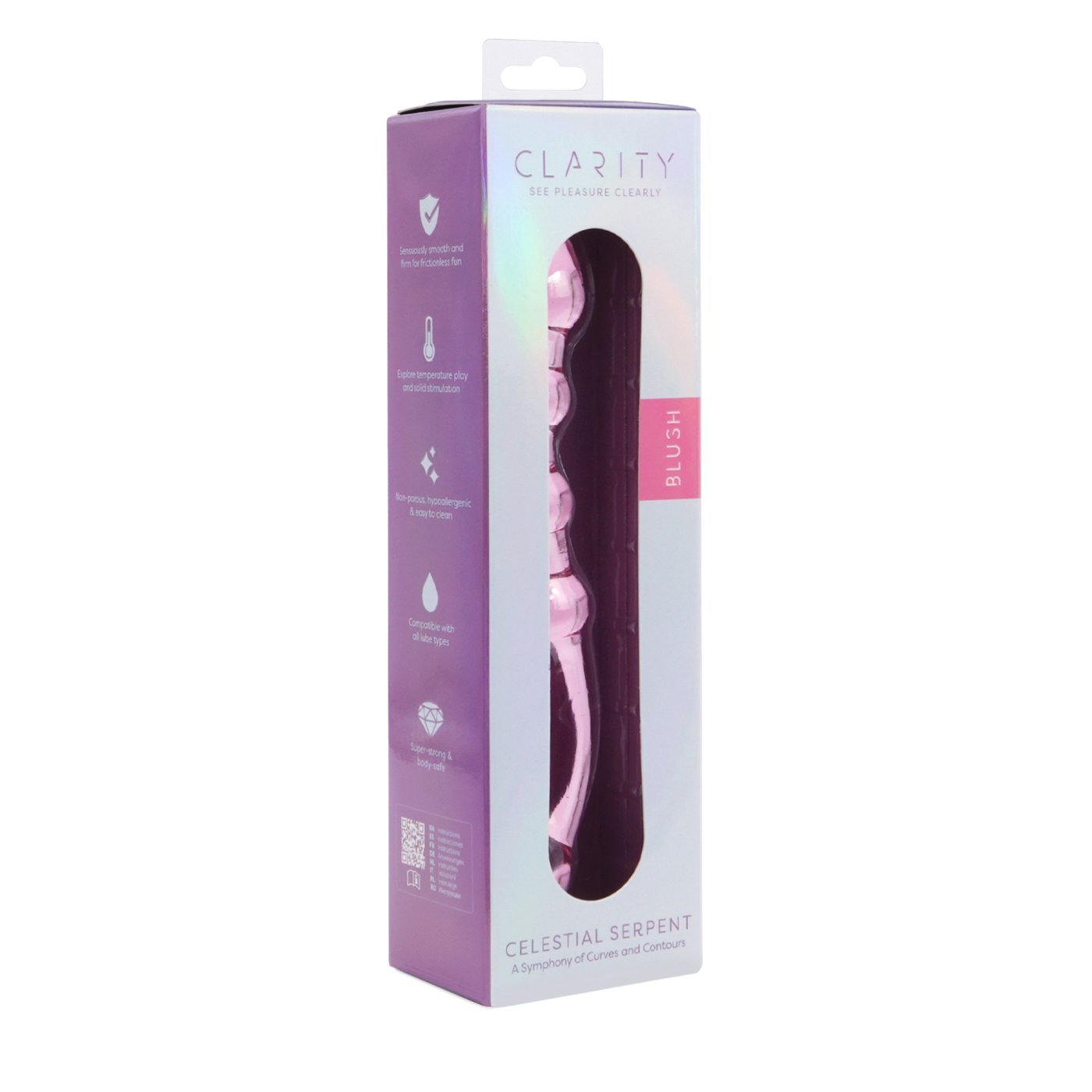 Clarity Celestial Serpent Double Ended Glass Dildo Blush Pink
