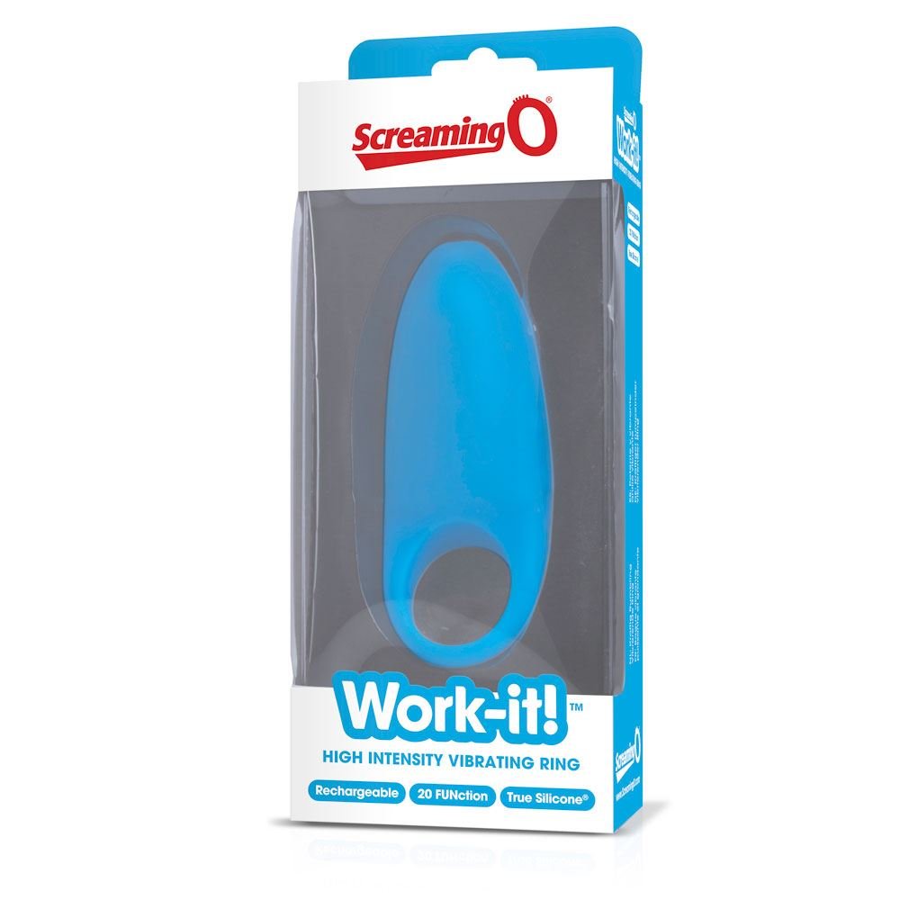 Screaming O Work-it! Rechargeable Vibrating Cock Ring Blue