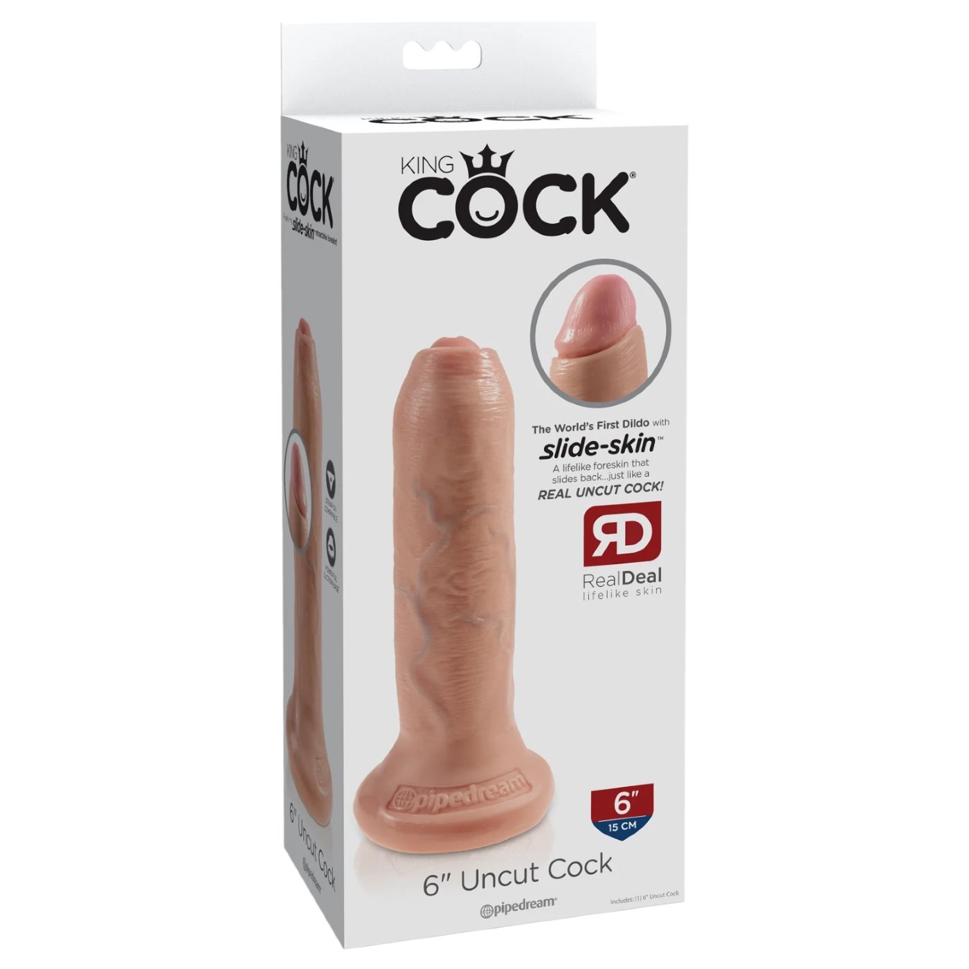 King Cock 6-Inch Uncut Realistic Dildo with Foreskin