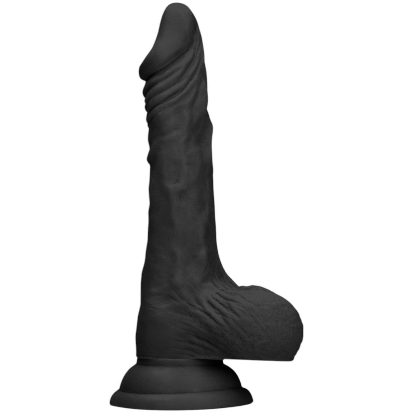 RealRock Realistic Dong with Balls and Suction Cup Black 7 Inch