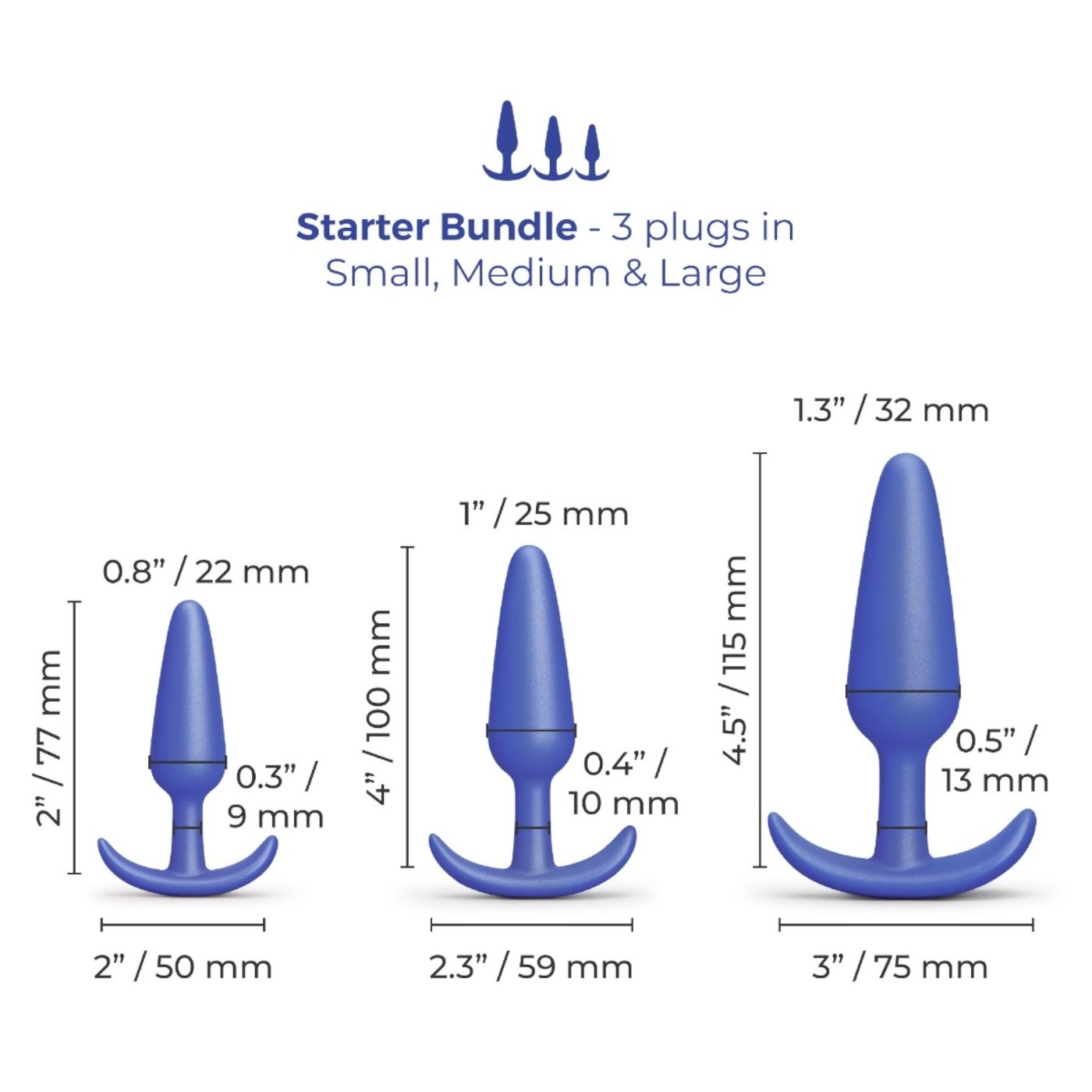 b-Vibe Butties Beginner Booty Bundle Silicone Anal Training Butt Plug Set (3 Piece)