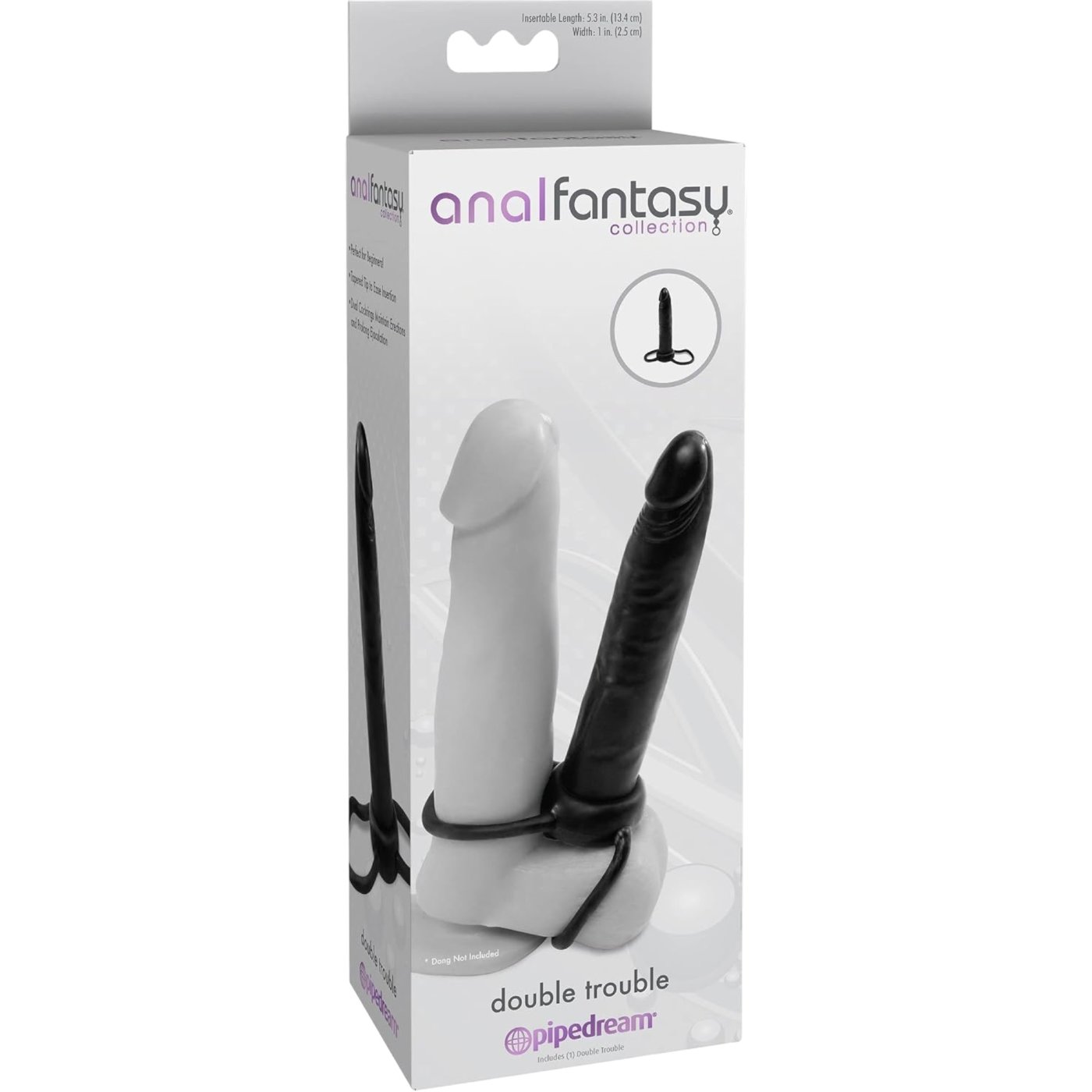 Anal Fantasy Double Trouble Strap-On Dildo with Dual Cock Rings