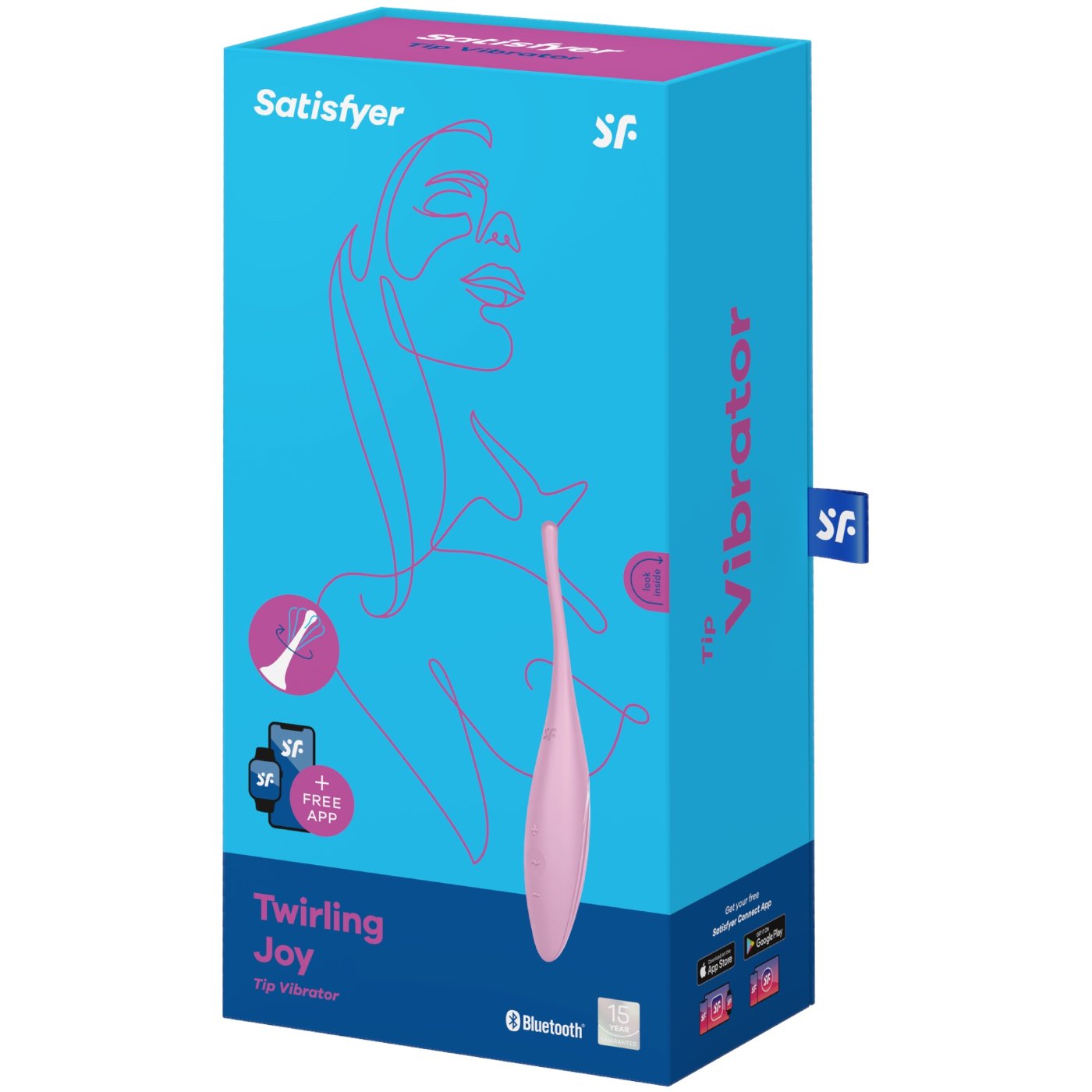 Satisfyer Twirling Joy App Controlled Rechargeable Tip Vibrator Pink 