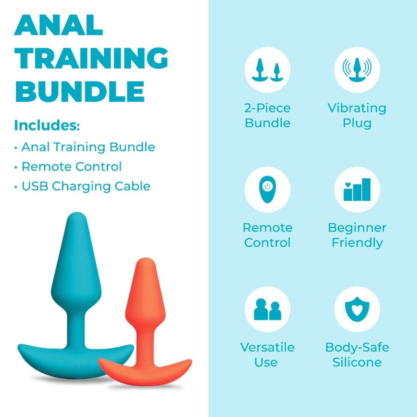 b-Vibe Butties Anal Training Bundle Remote Control Butt Plug Set (2 Piece)