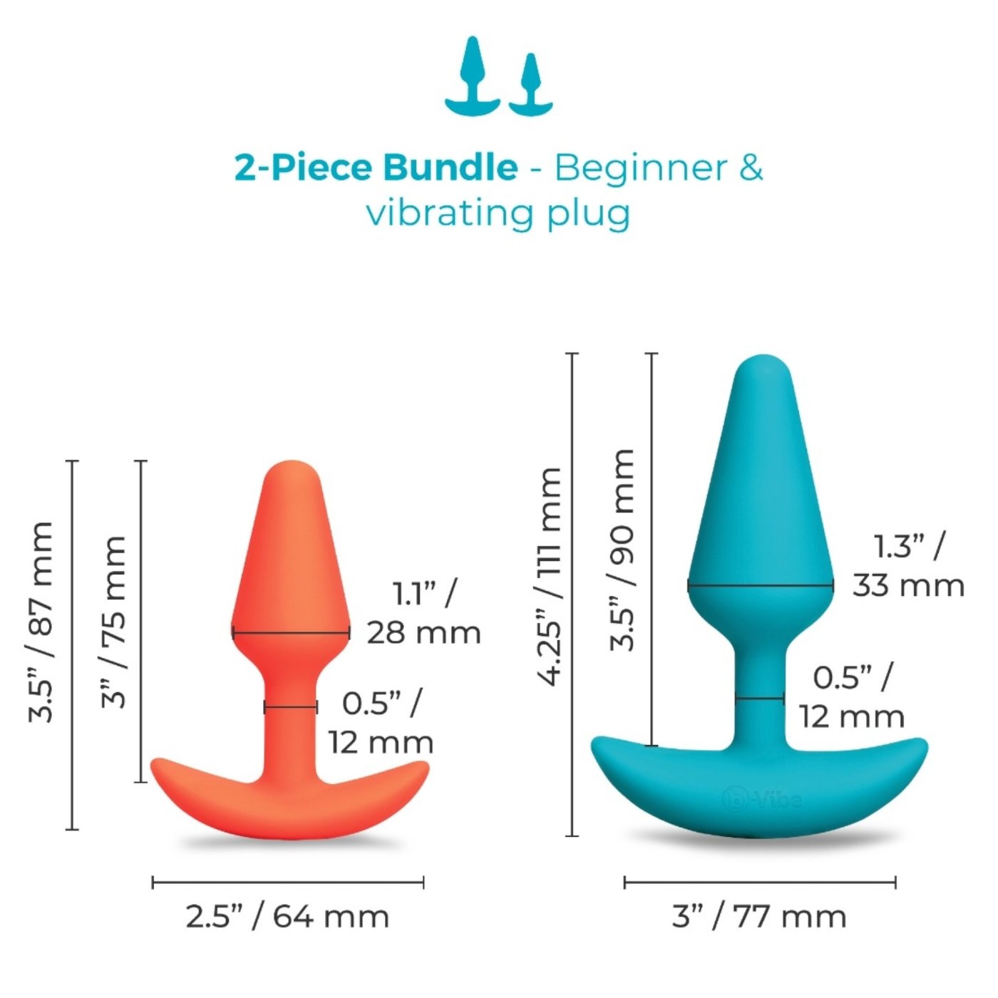 b-Vibe Butties Anal Training Bundle Remote Control Butt Plug Set (2 Piece)