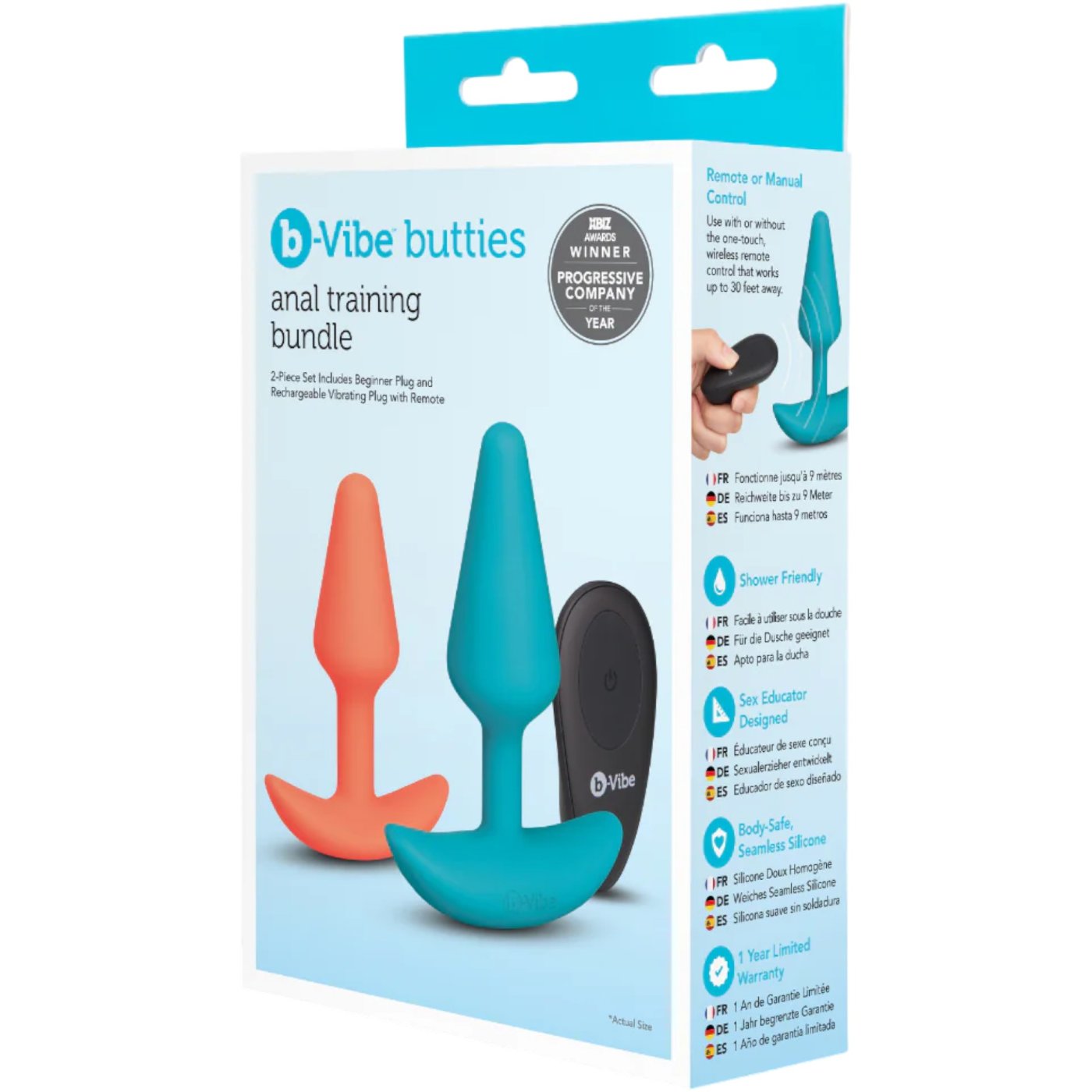 b-Vibe Butties Anal Training Bundle Remote Control Butt Plug Set (2 Piece)