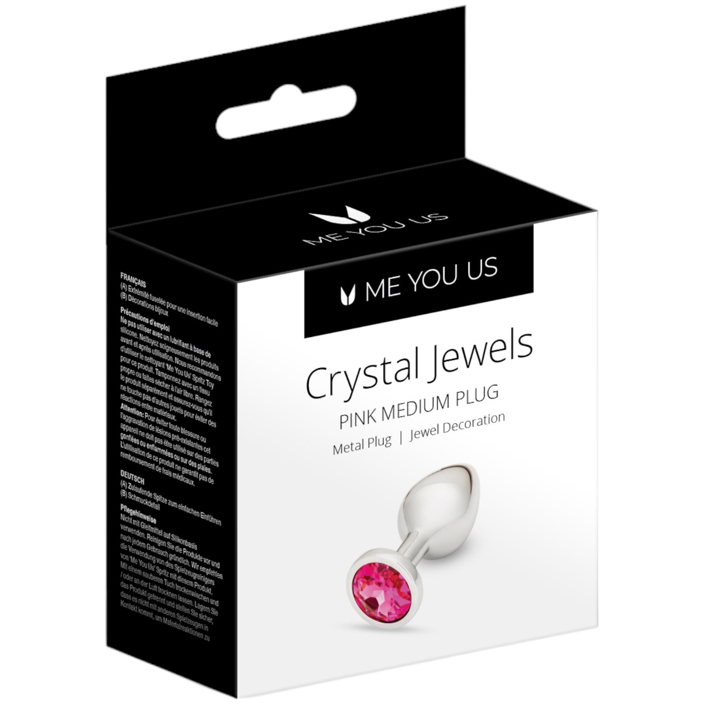 Me You Us Crystal Jewels Jewelled Metal Butt Plug Medium Pink