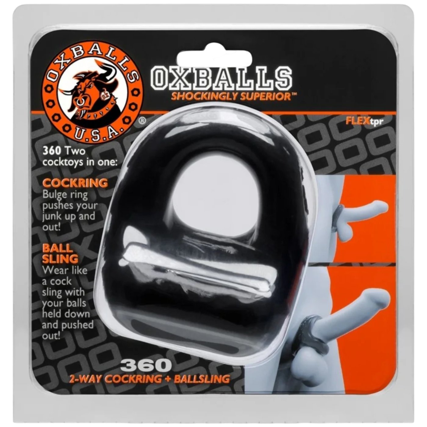 Oxballs 360 Cockring and Ballsling Black
