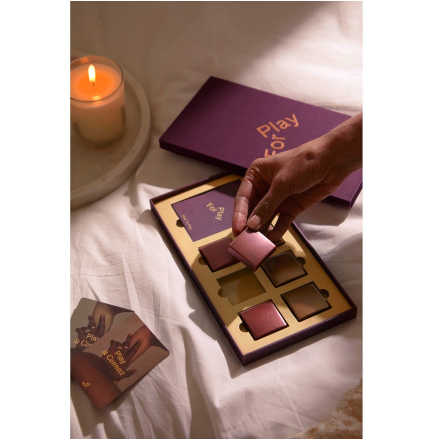 For Play His & Hers Couples Milk Chocolate Game with 6 Chocolates & Play Cards