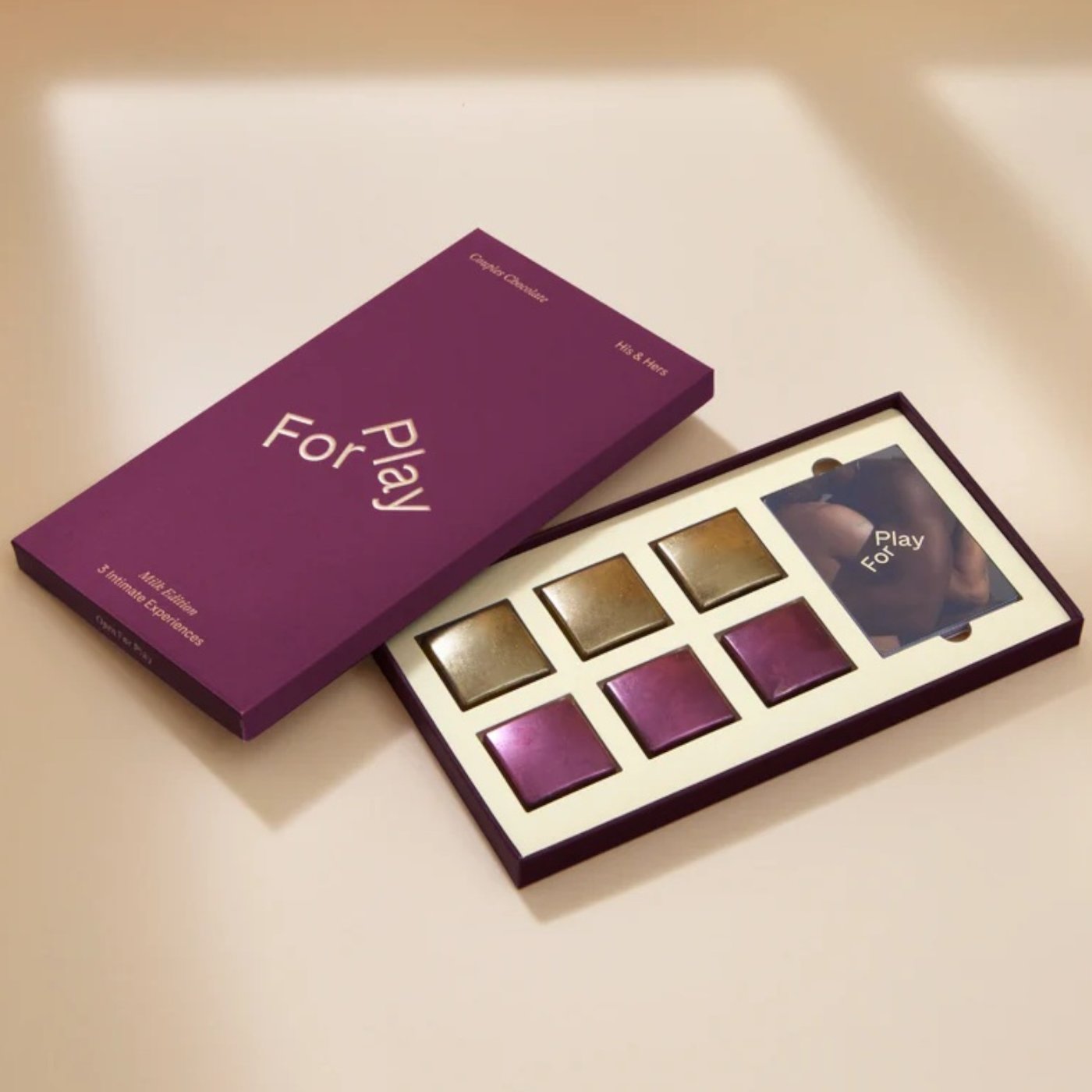 For Play His & Hers Couples Milk Chocolate Game with 6 Chocolates & Play Cards