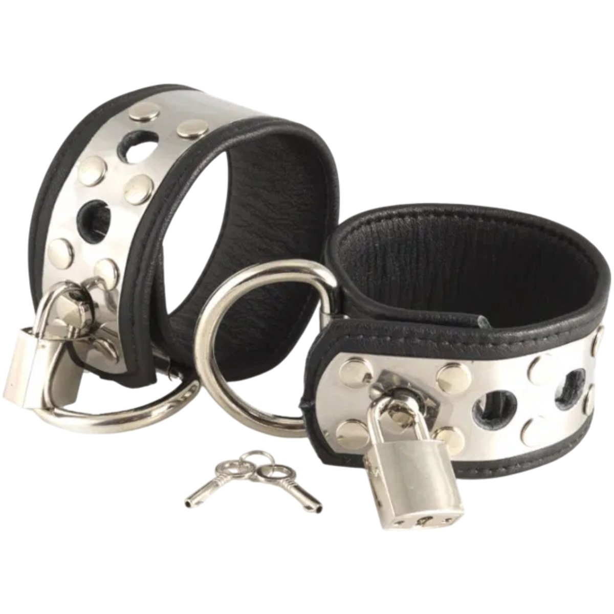 Rimba Locking Leather Wrist Cuffs with Padlocks