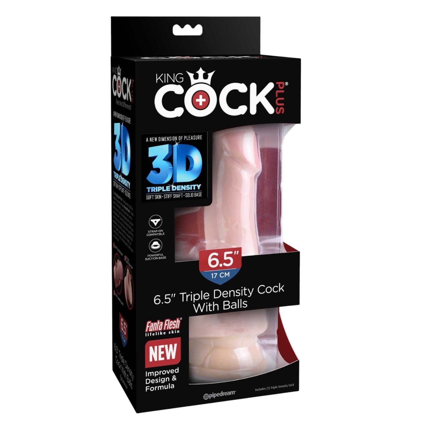 King Cock Plus 6.5 Inch Triple Density Realistic Suction Cup Dildo with Balls