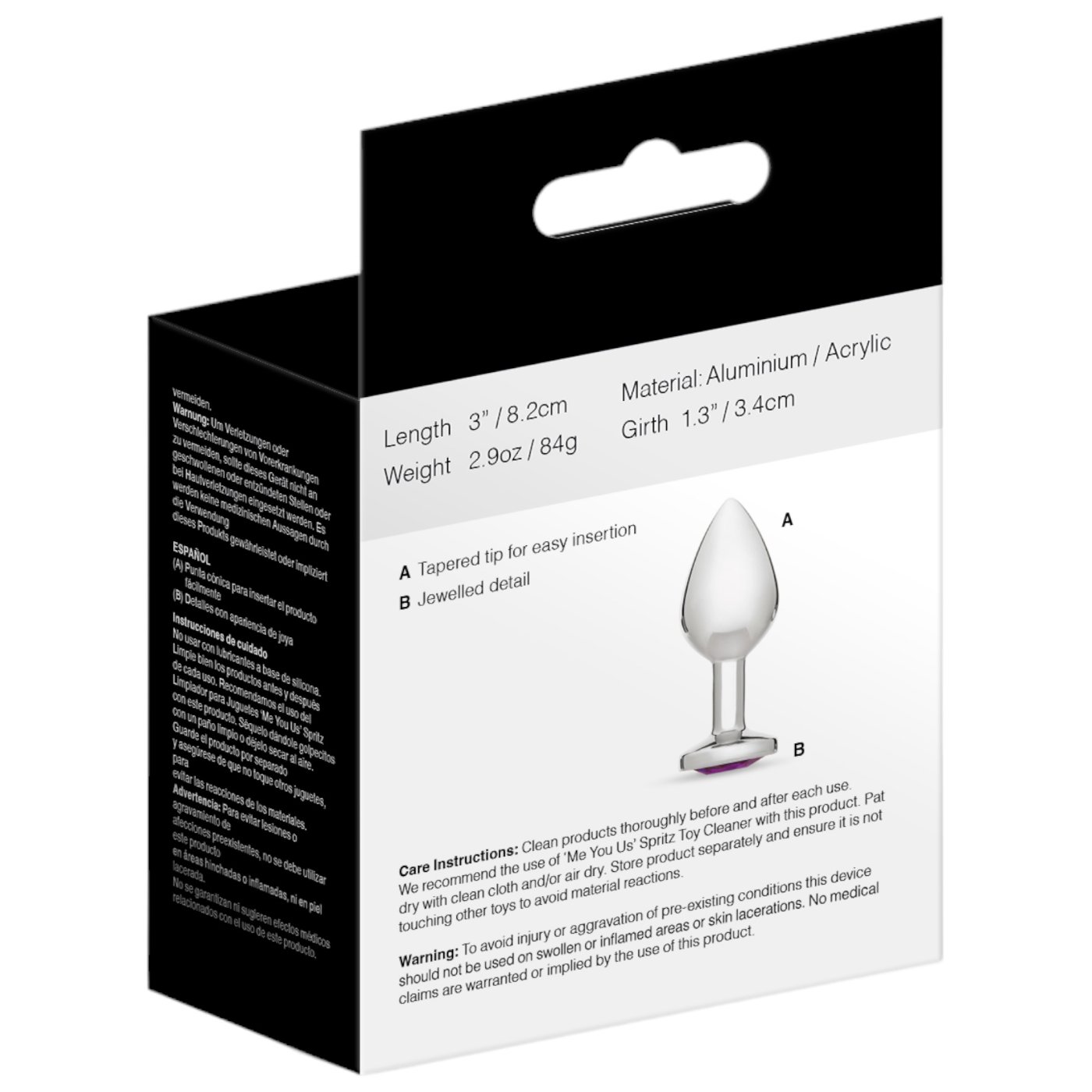 Me You Us Crystal Jewels Jewelled Metal Butt Plug Medium Purple