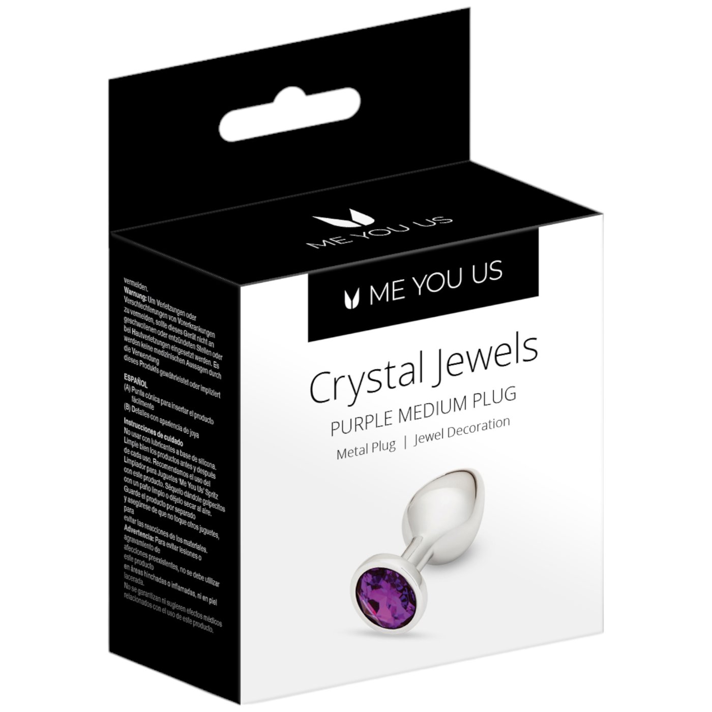 Me You Us Crystal Jewels Jewelled Metal Butt Plug Medium Purple
