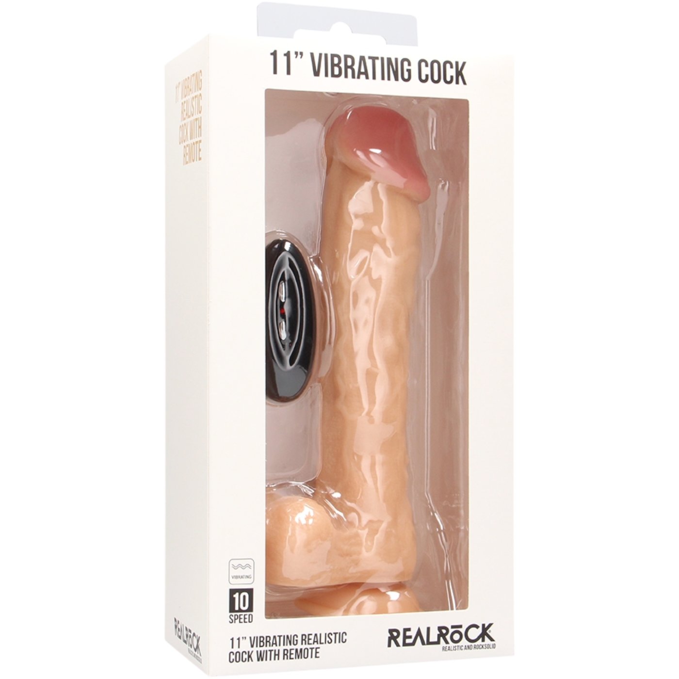 RealRock Remote-Controlled Vibrating Realistic Dildo with Balls Flesh Pink 11 Inch