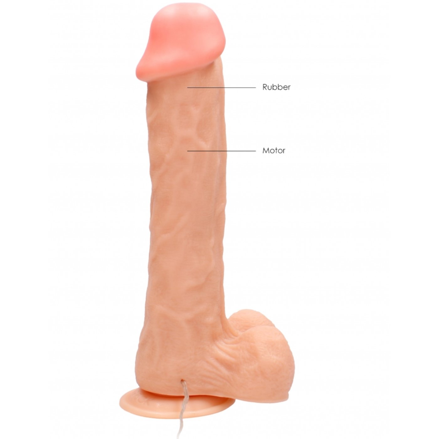RealRock Remote-Controlled Vibrating Realistic Dildo with Balls Flesh Pink 11 Inch