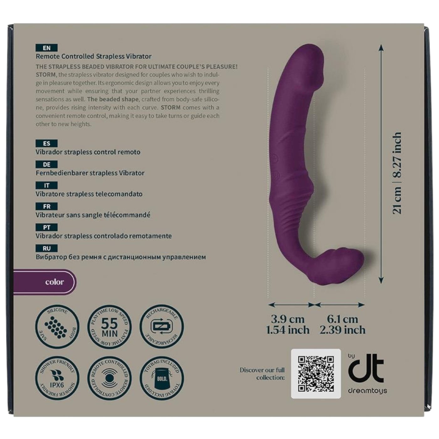 Dreamtoys Bold Storm Remote-Controlled Dual-Ended Strapless Strap-On Vibrator