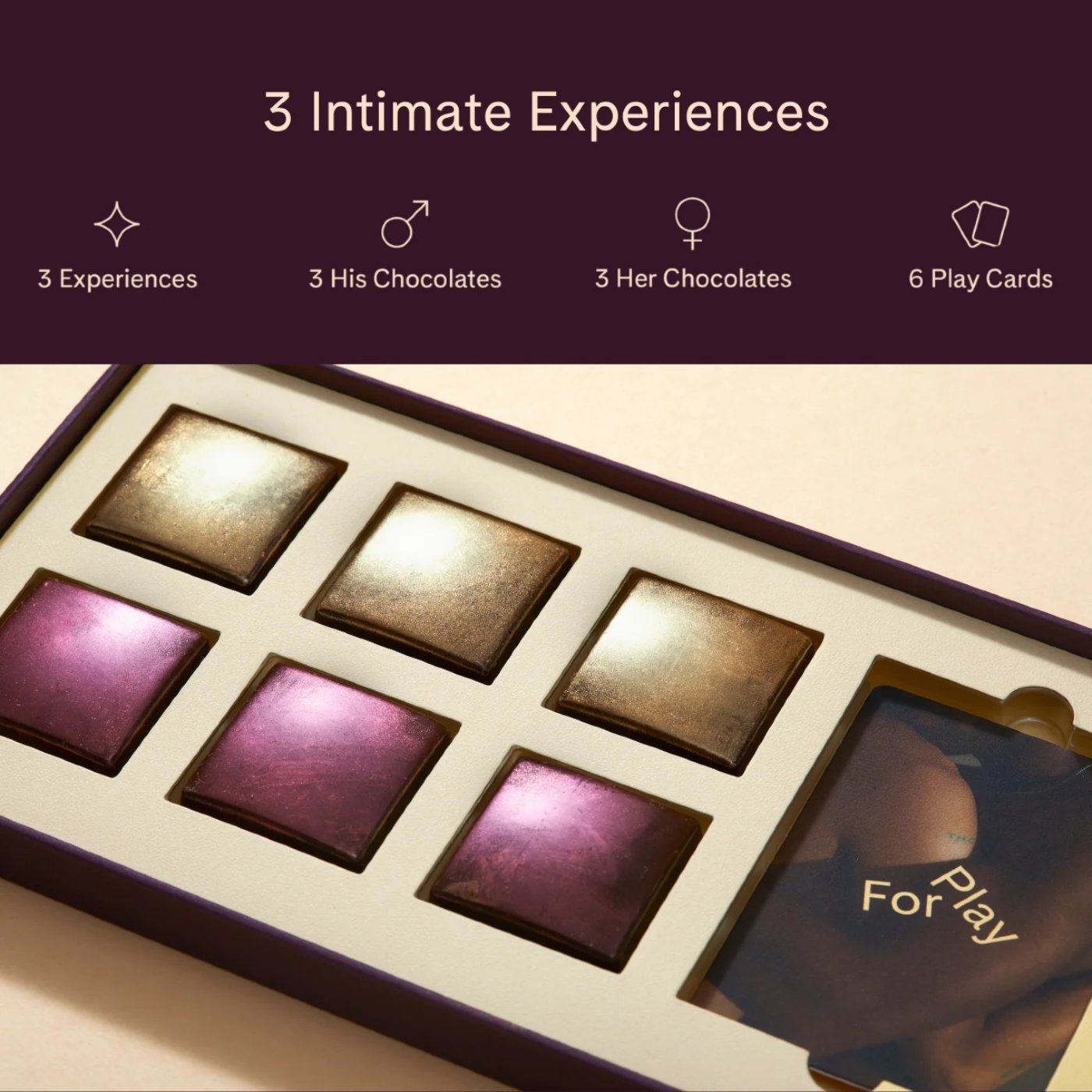 For Play His & Hers Couples Dark Chocolate Game with 6 Chocolates & Play Cards