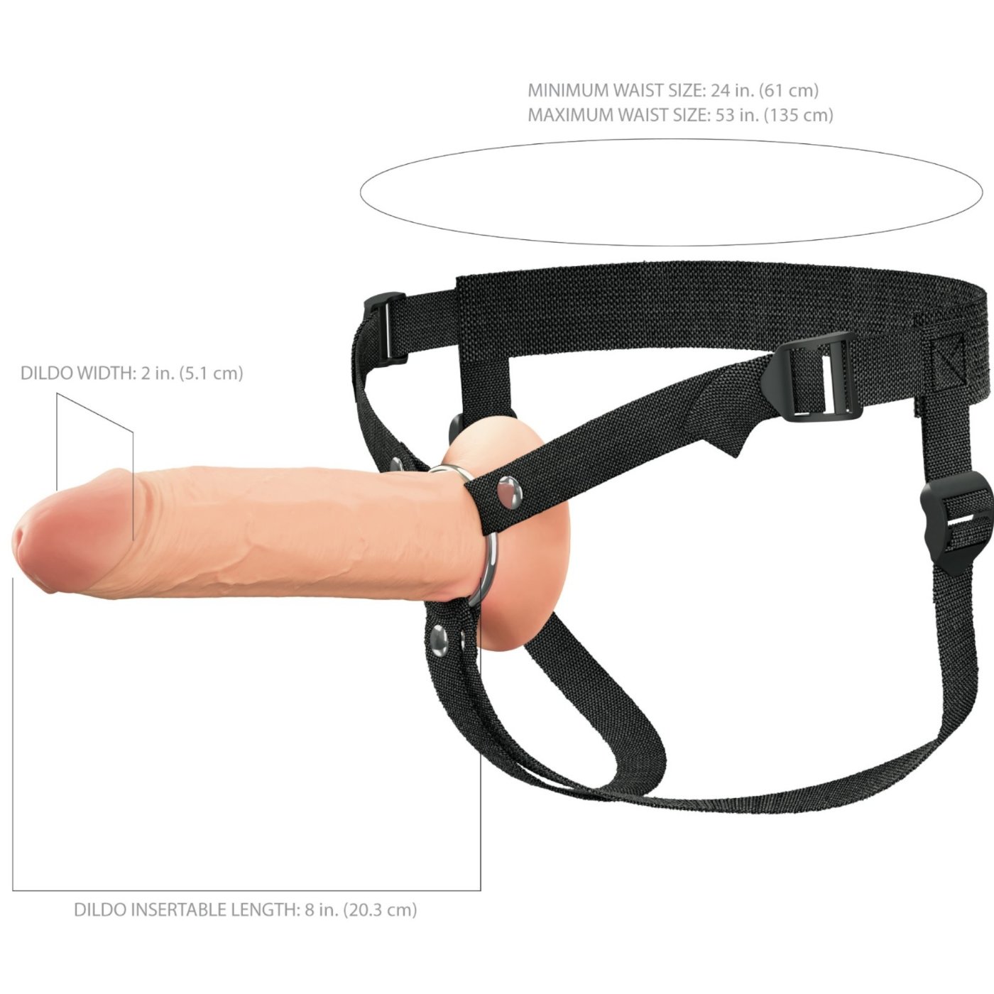 Fantasy X-Tensions Elite 8 Inch Hollow Strap-On Dildo with Harness