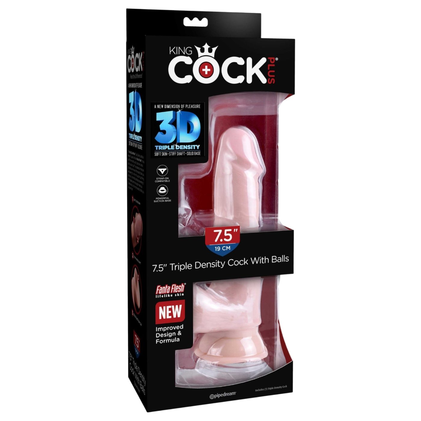 King Cock Plus 7.5 Inch Triple Density Realistic Suction Cup Dildo with Balls