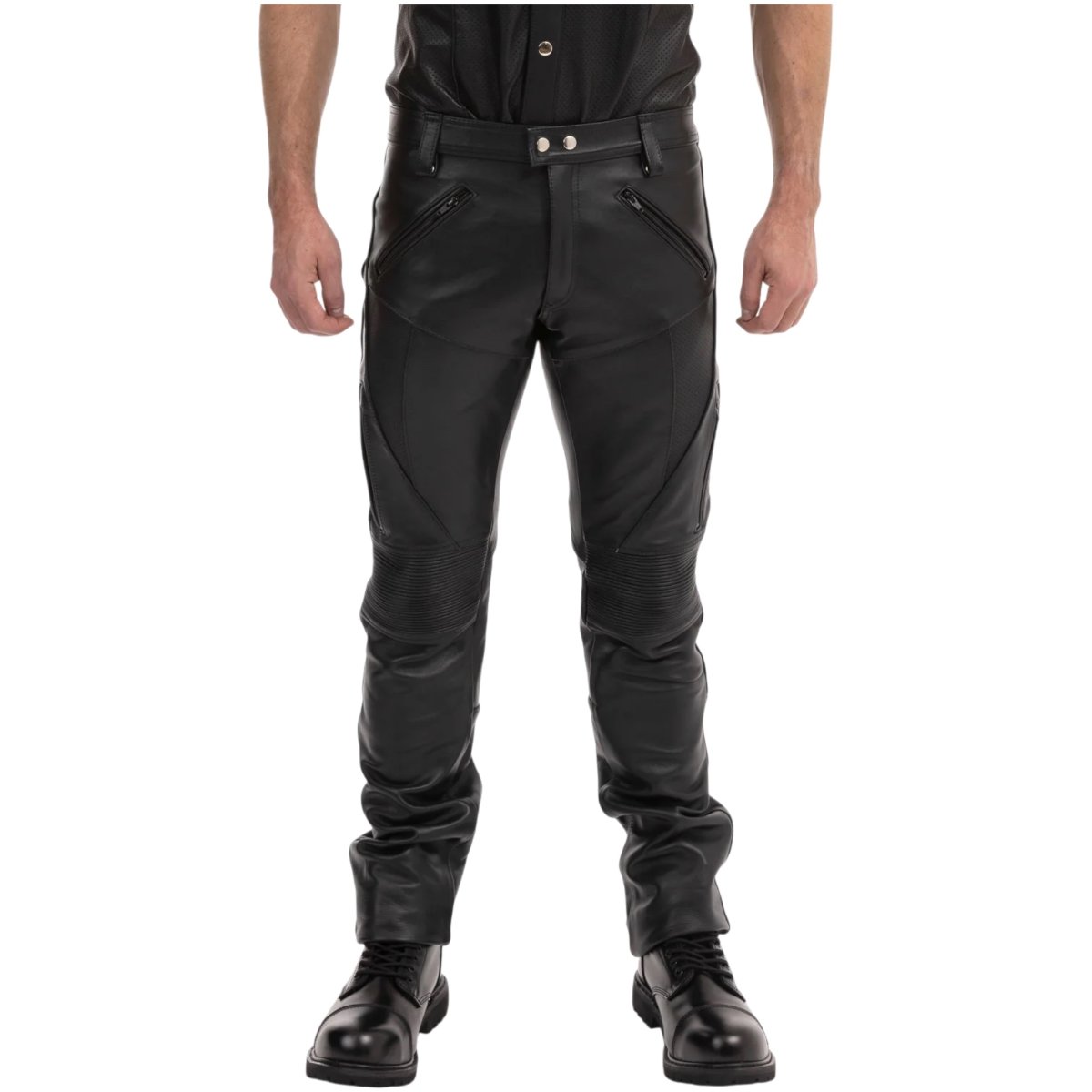 Prowler RED Leather Biker Jeans Black 32in