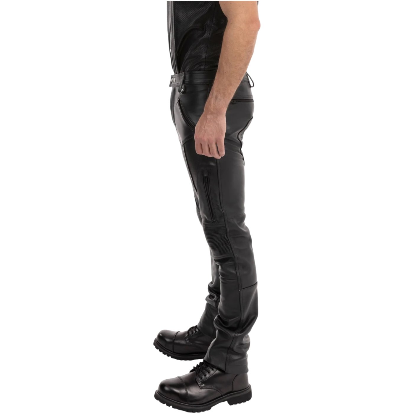 Prowler RED Leather Biker Jeans Black 32in