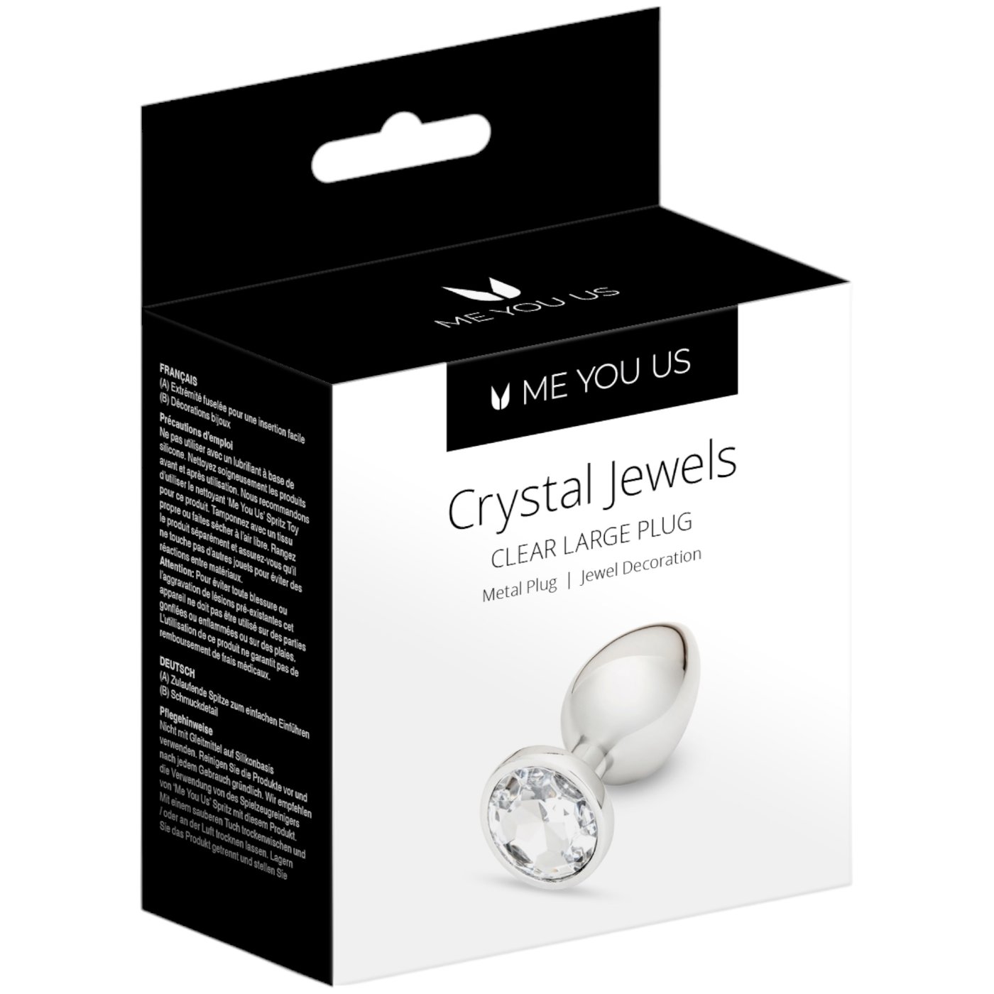 Me You Us Crystal Jewels Jewelled Metal Butt Plug Large Clear