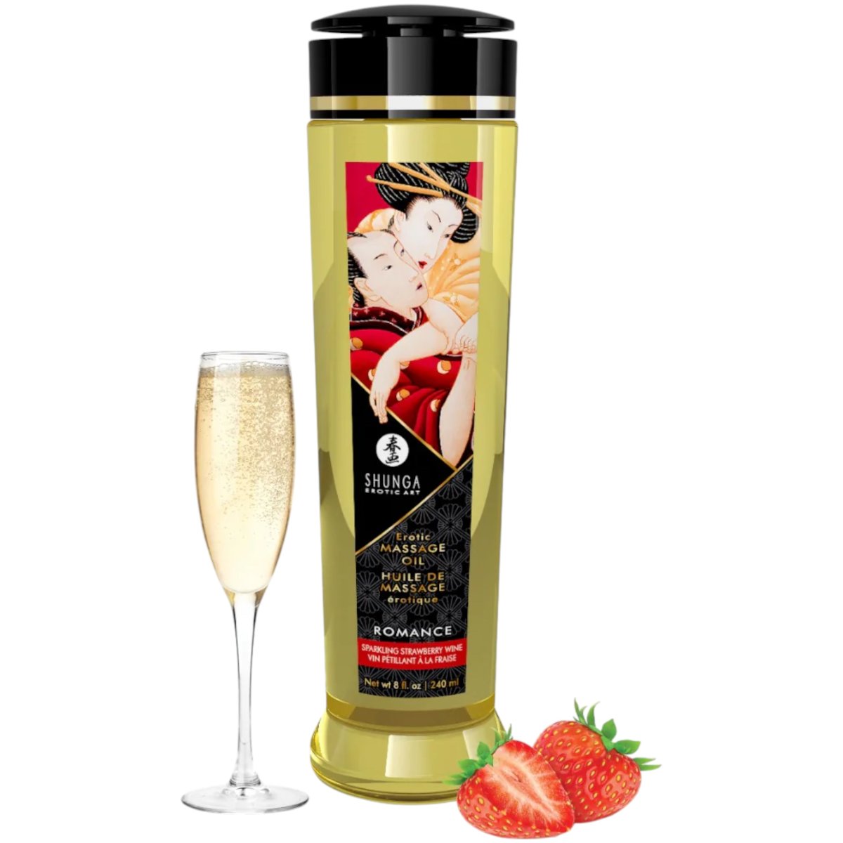 Shunga Erotic Massage Oil Sparkling Strawberry Wine 240ml
