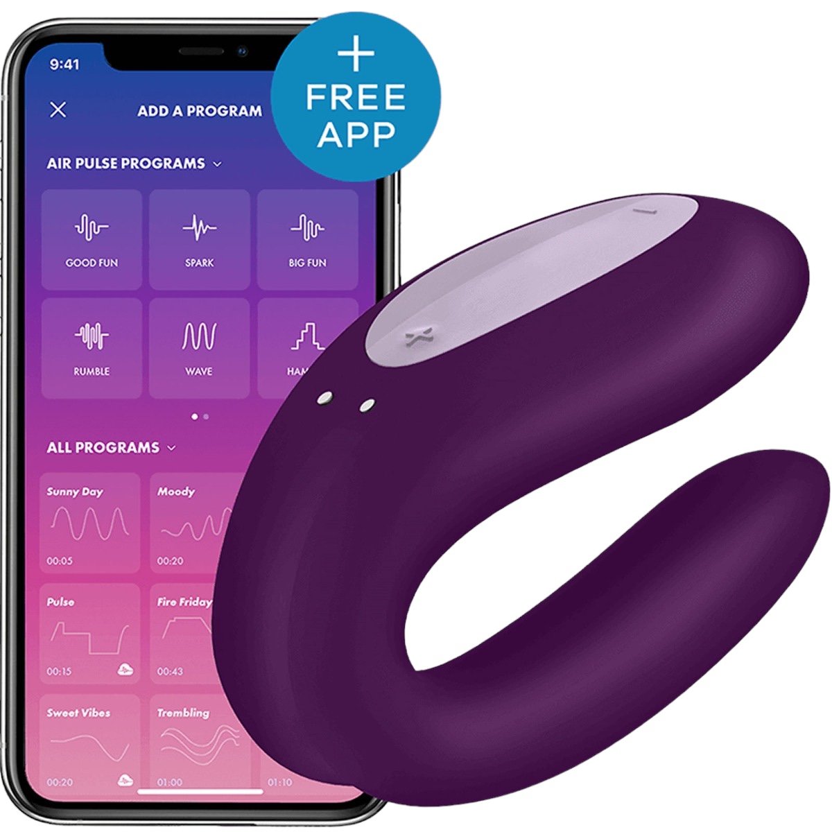 Satisfyer Double Joy App Controlled Rechargeable Vibrator Violet