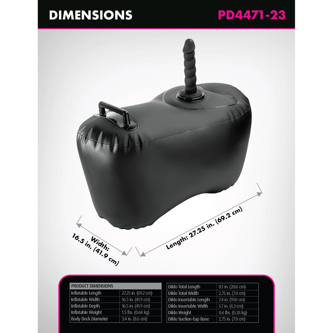 Fetish Fantasy Body Dock Inflatable Love Seat with 8 Inch Silicone Dildo