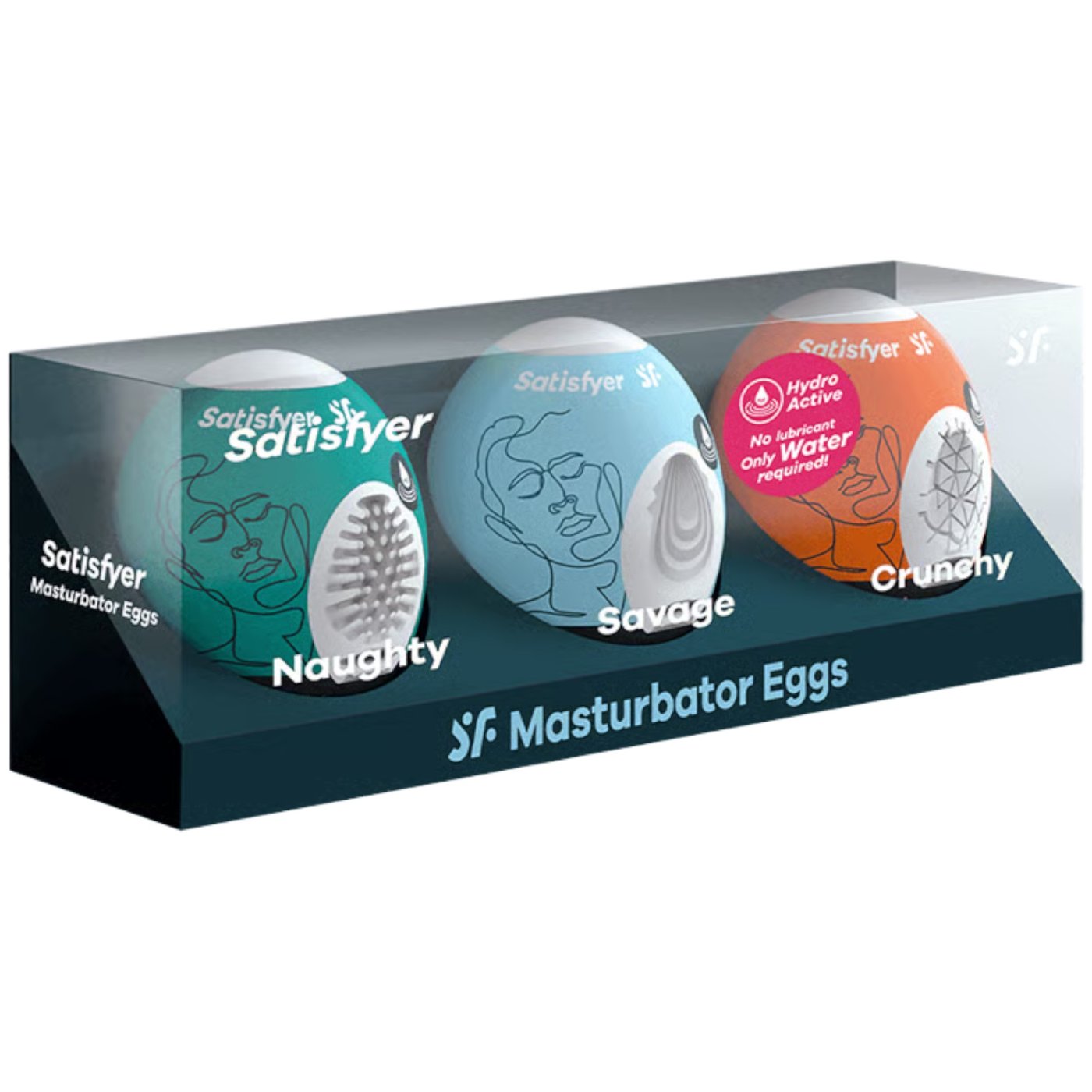 Satisfyer 3-Piece Male Masturbator Egg Set Naughty, Savage & Crunchy