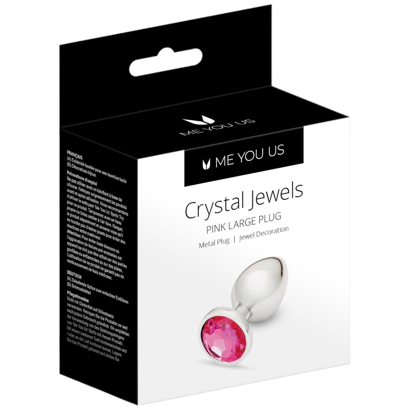 Me You Us Crystal Jewels Jewelled Metal Butt Plug Large Pink