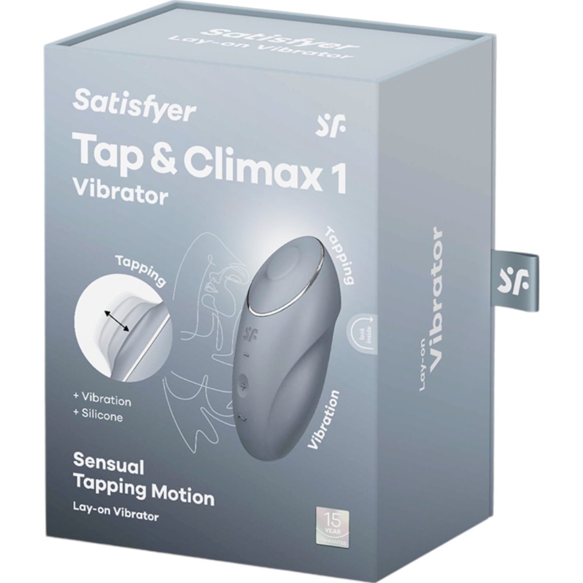 Satisfyer Tap & Climax 1 Tapping Motion Lay-On Clitoral Vibrator Blue-Grey