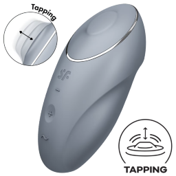 Satisfyer Tap & Climax 1 Tapping Motion Lay-On Clitoral Vibrator Blue-Grey