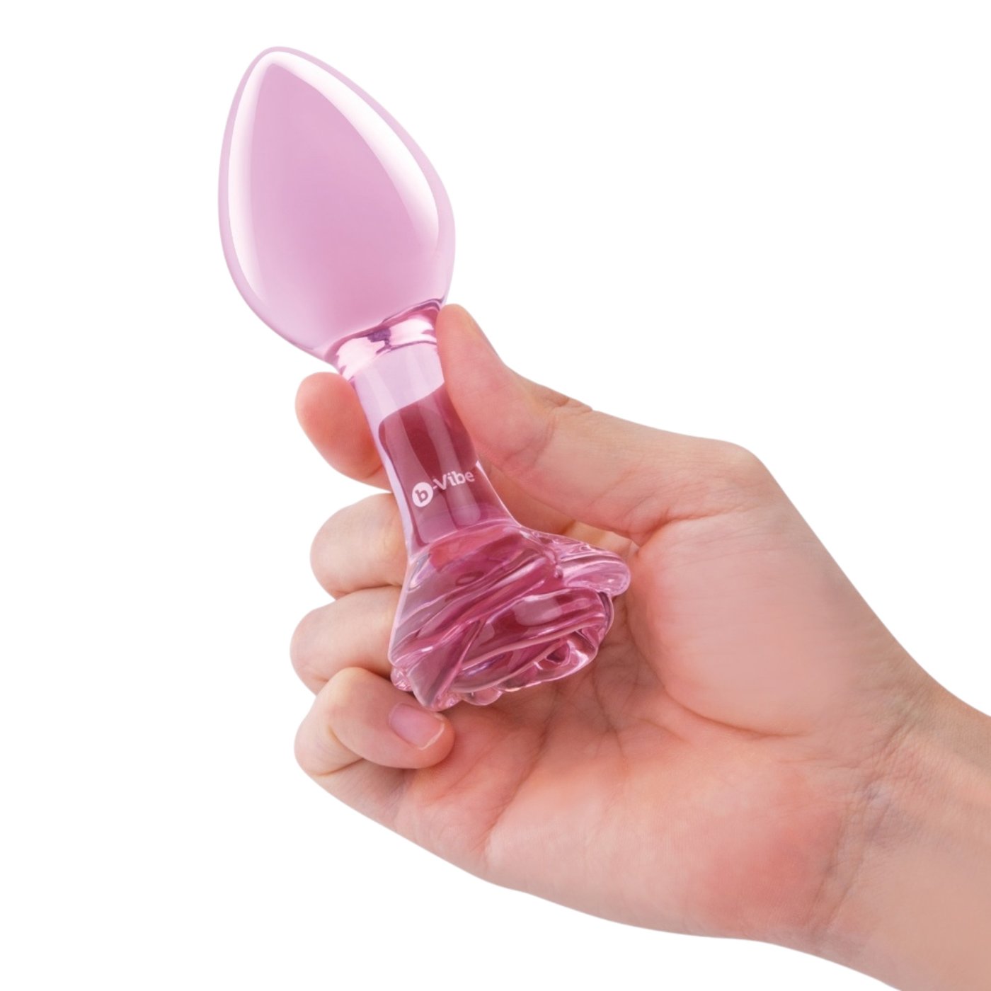 b-Vibe Pink Roses Glass Butt Plug Training Set (2 Pack)
