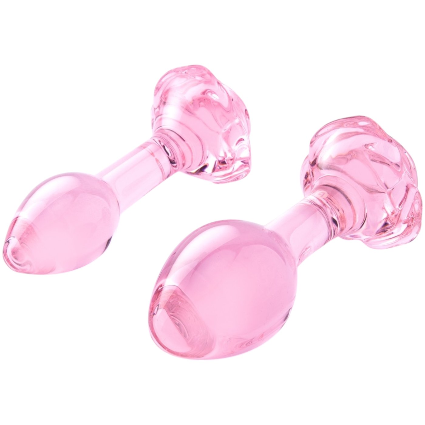 b-Vibe Pink Roses Glass Butt Plug Training Set (2 Pack)