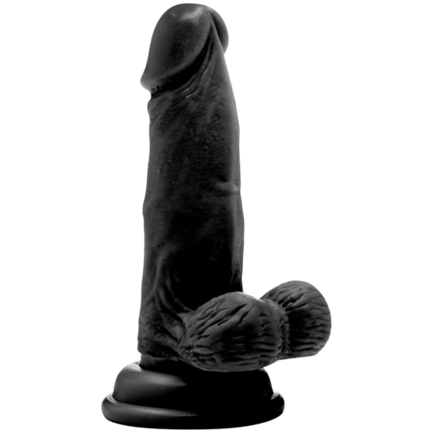 RealRock Realistic Dong with Balls and Suction Cup Black 6 Inch