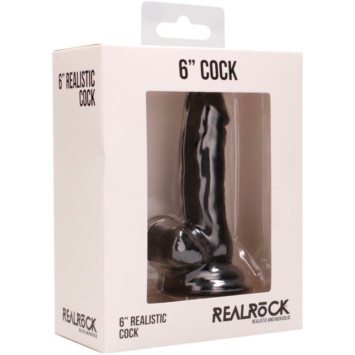 RealRock Realistic Dong with Balls and Suction Cup Black 6 Inch