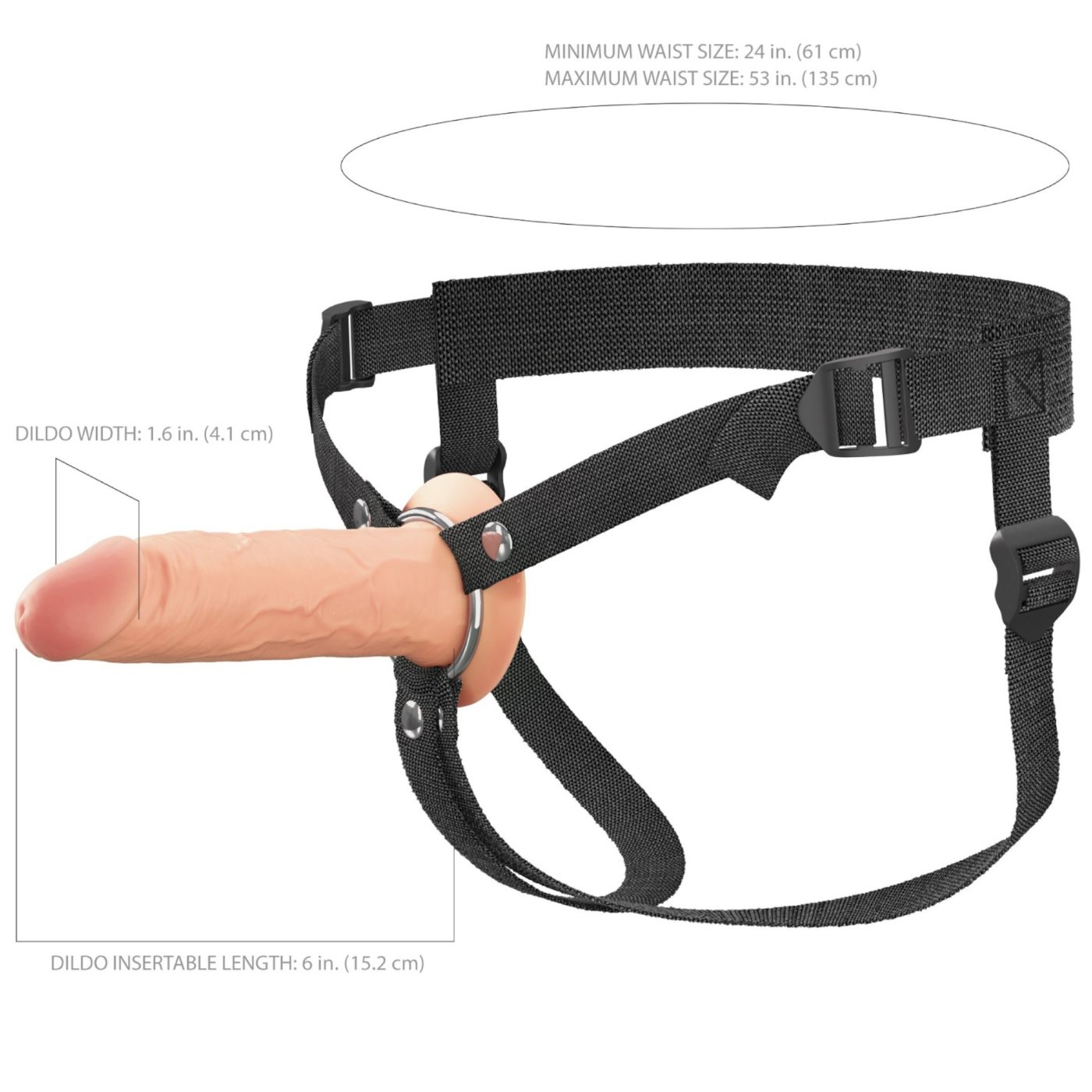 Fantasy X-Tensions Elite 6 Inch Hollow Strap-On Dildo with Harness