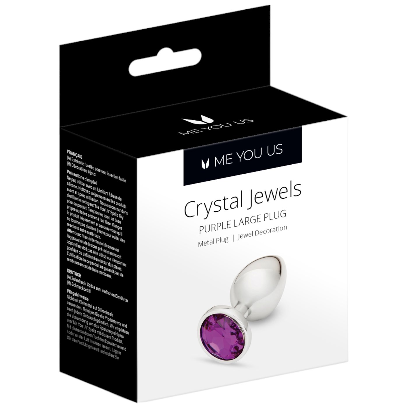 Me You Us Crystal Jewels Jewelled Metal Butt Plug Large Purple