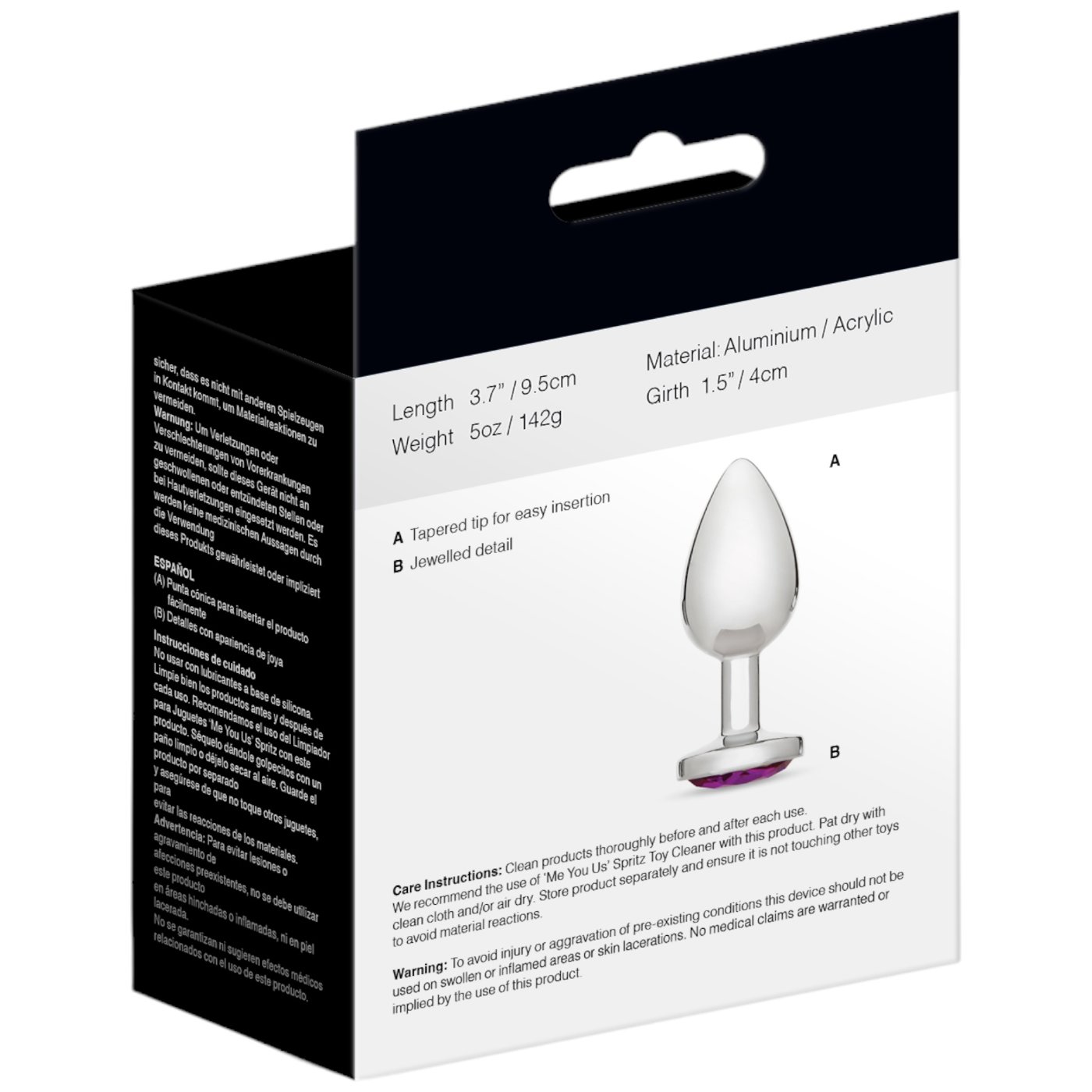 Me You Us Crystal Jewels Jewelled Metal Butt Plug Large Purple
