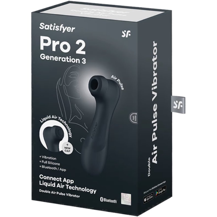 Satisfyer Pro 2 Generation 3 App Controlled Liquid Air Clitoral Vibrator Black
