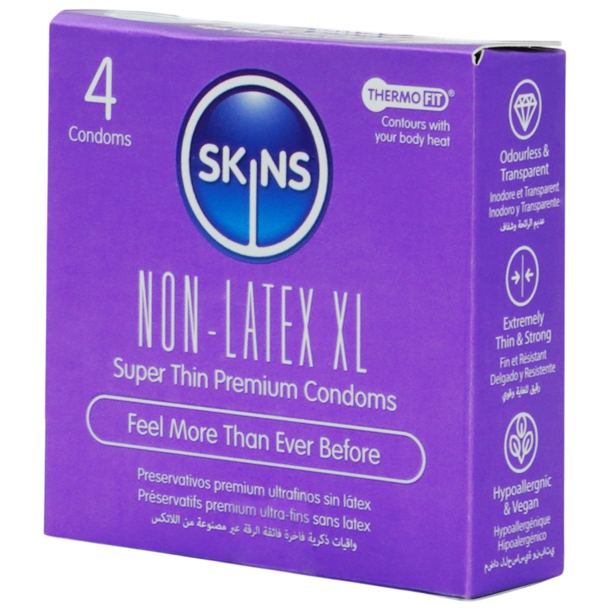 Skins Non-Latex XL Super Thin Premium Condoms, 4 Pack