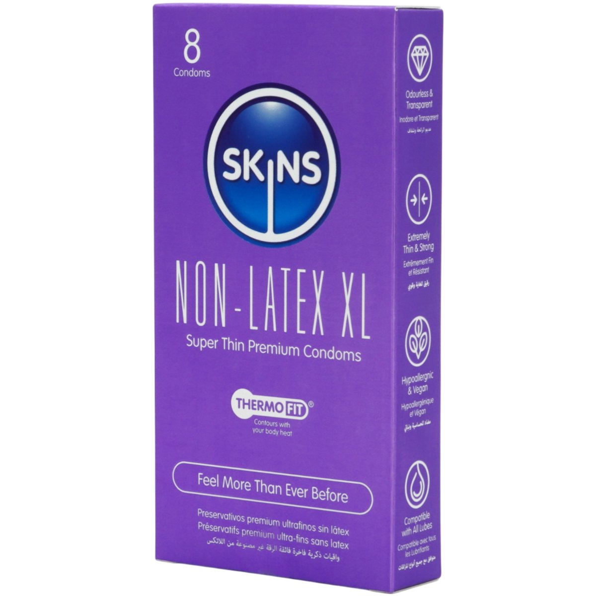 Skins Non-Latex XL Super Thin Premium Condoms, 8 Pack
