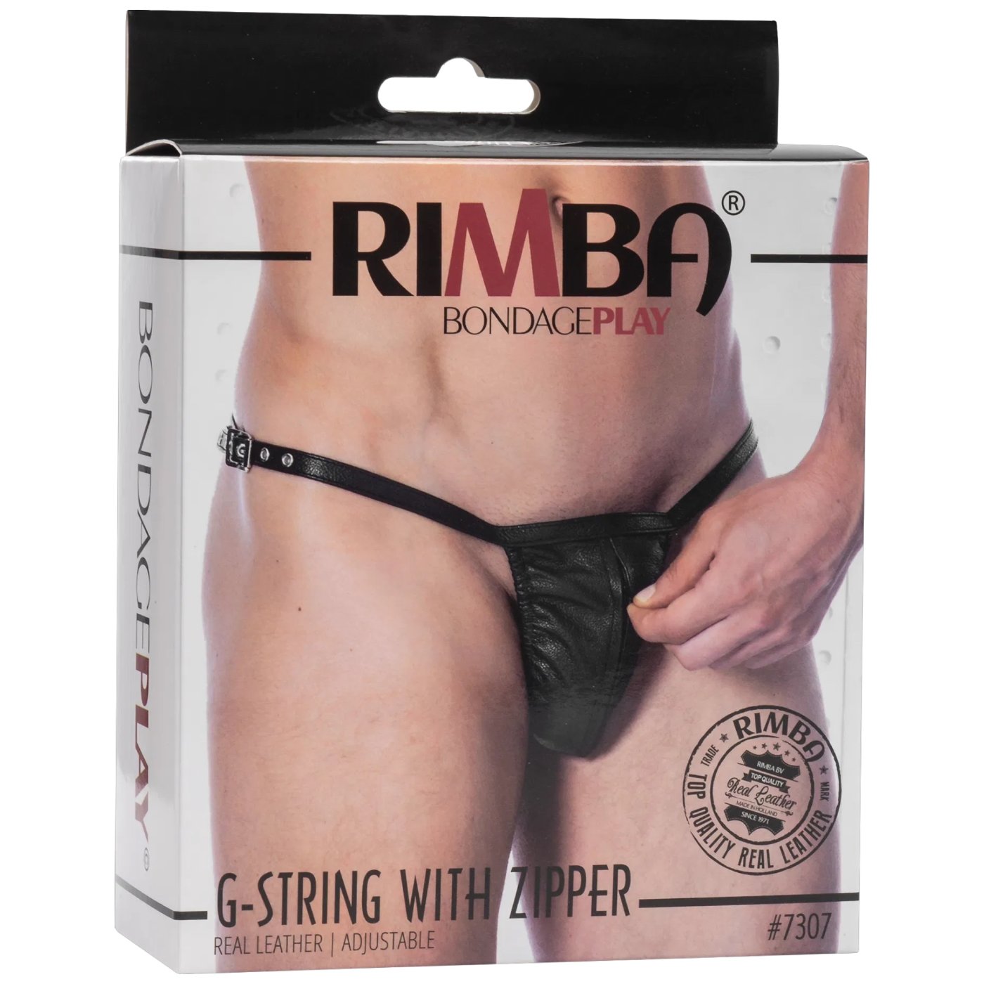 Rimba Men’s Leather Zip-Front Adjustable G-String