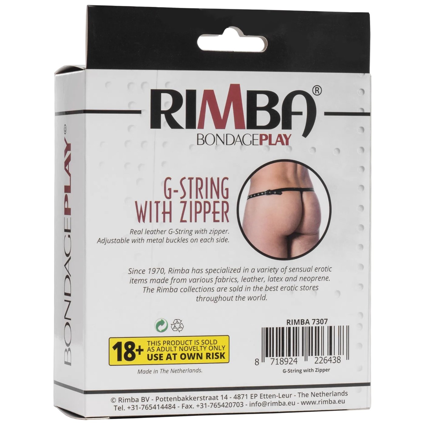 Rimba Men’s Leather Zip-Front Adjustable G-String
